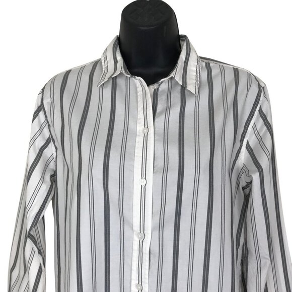 Everlane Grey Pin Striped 100% Cotton Button Down Shirt Size 4 - Picture 3 of 8